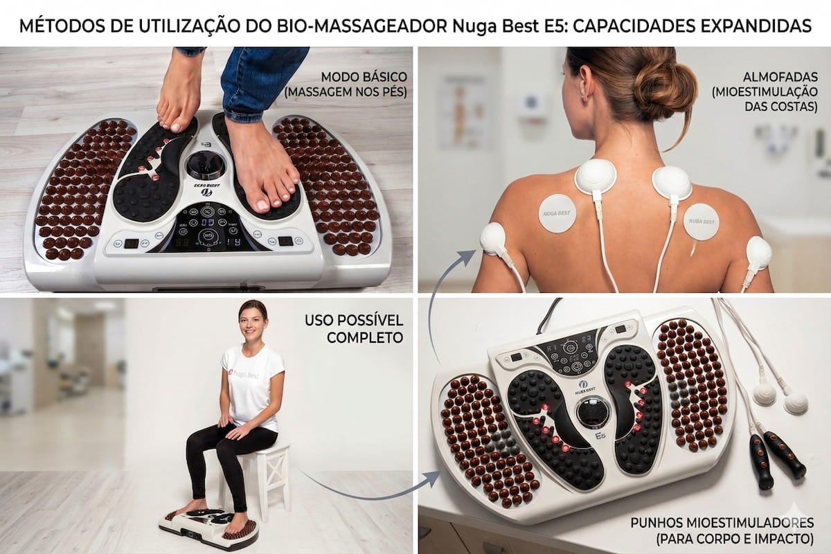 Métodos de uso do Massageador E5
